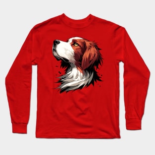 Stunning and Cool Irish Red and White Setter Monochrome and Gold Portrait for Father's Day Long Sleeve T-Shirt